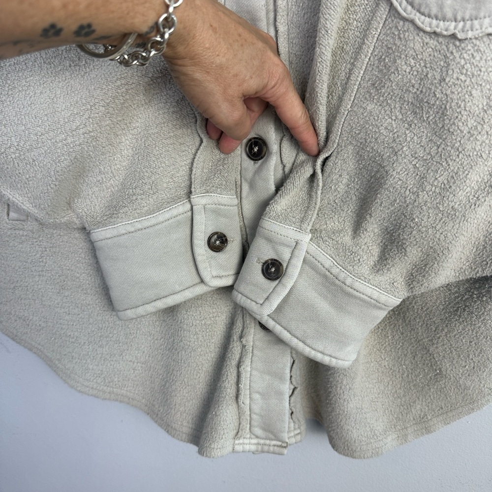 NEW Free People Ruby Jacket in Stone Large Brushed Knit Distressed Pockets Cozy - Picture 14 of 16